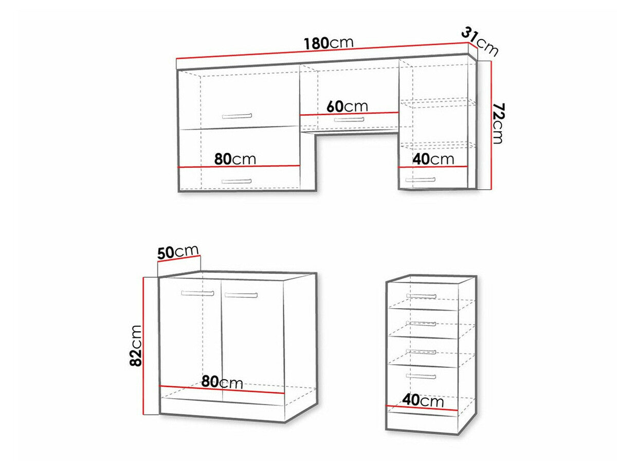 Moduláris konyha szett Multiline II, Szín: Szürke + Fényes szürke, Munkalap: Nem, Led világítás: Nem