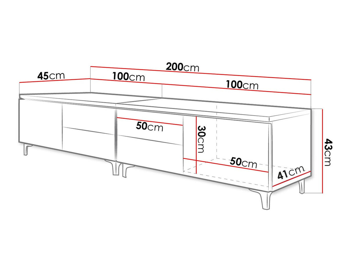 TV-állvány XIW DOUBLE (Cleo), Szín: Fehér + Fényes fehér