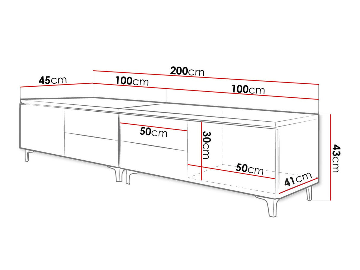 TV-állvány XIW DOUBLE (Cleo), Szín: Fehér + Fényes fekete