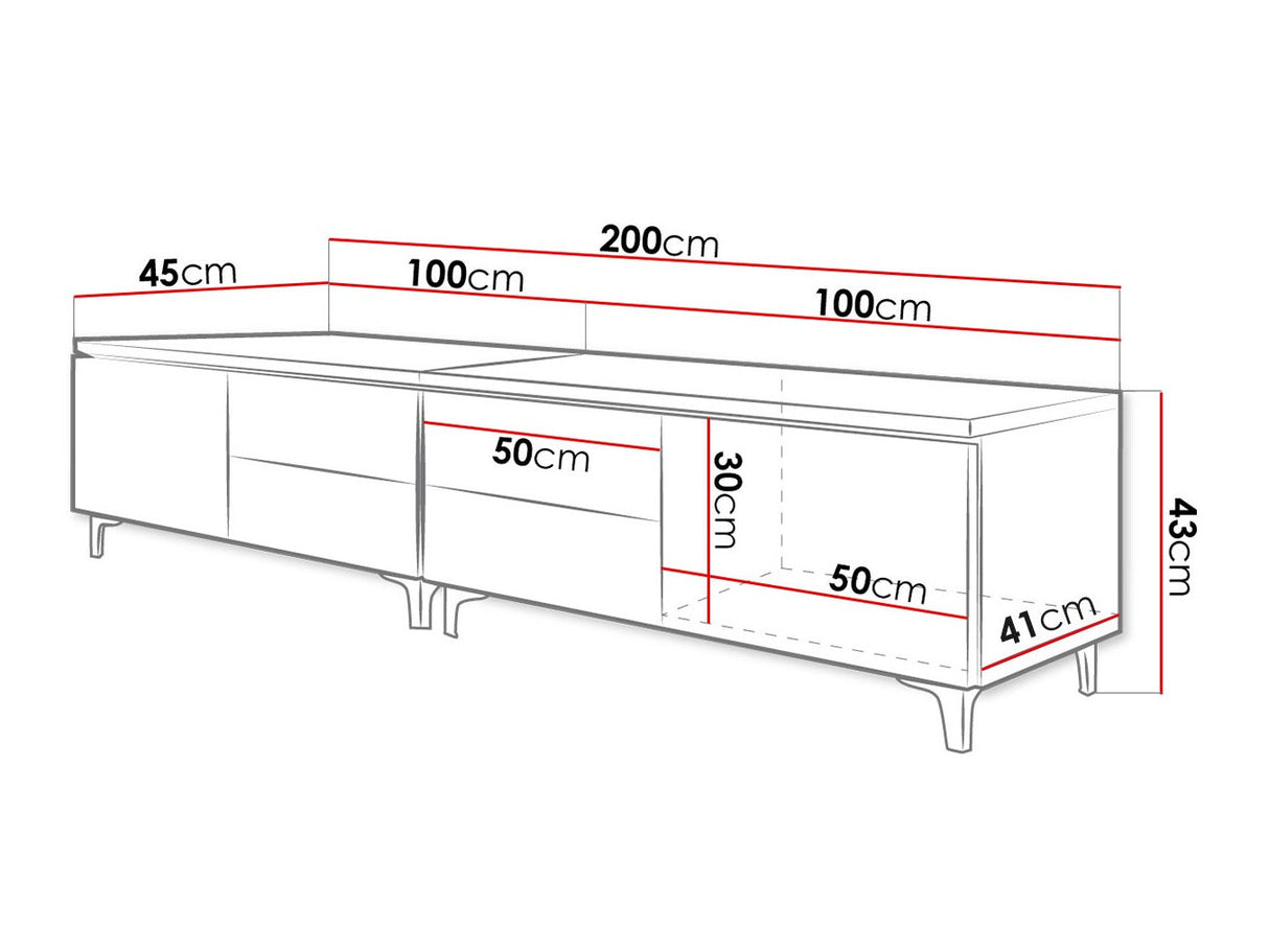 TV-állvány XIW DOUBLE (Cleo), Szín: Fehér + Fényes szürke