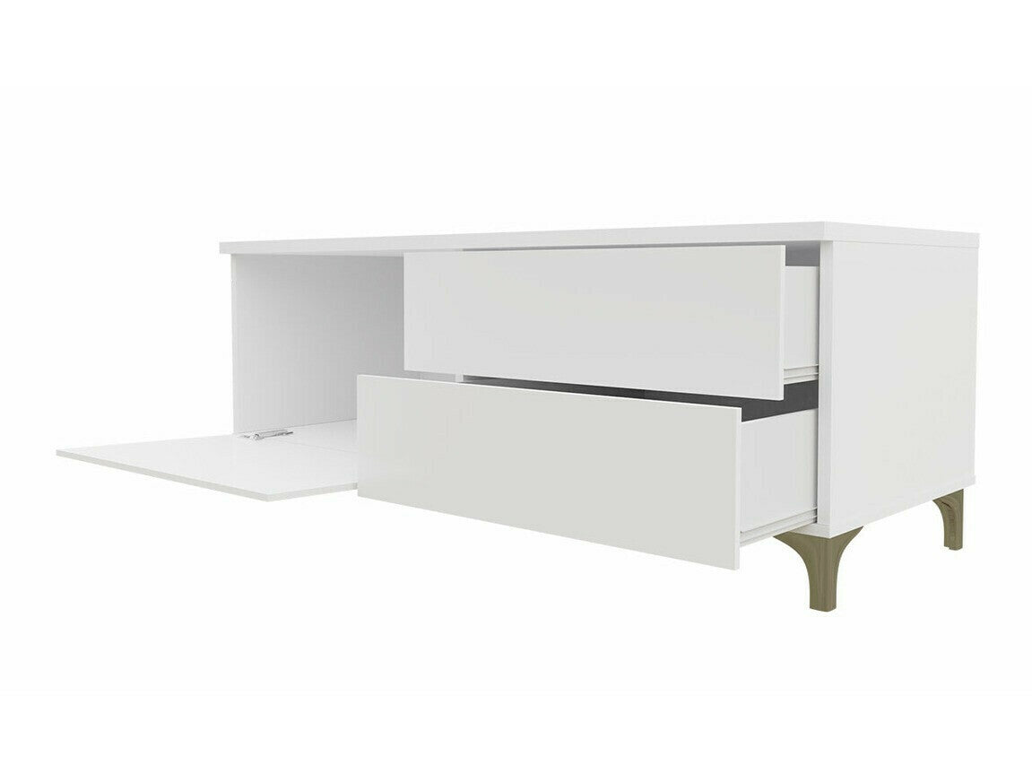 TV-állvány XIW DOUBLE (Cleo), Szín: Fehér + Fényes szürke