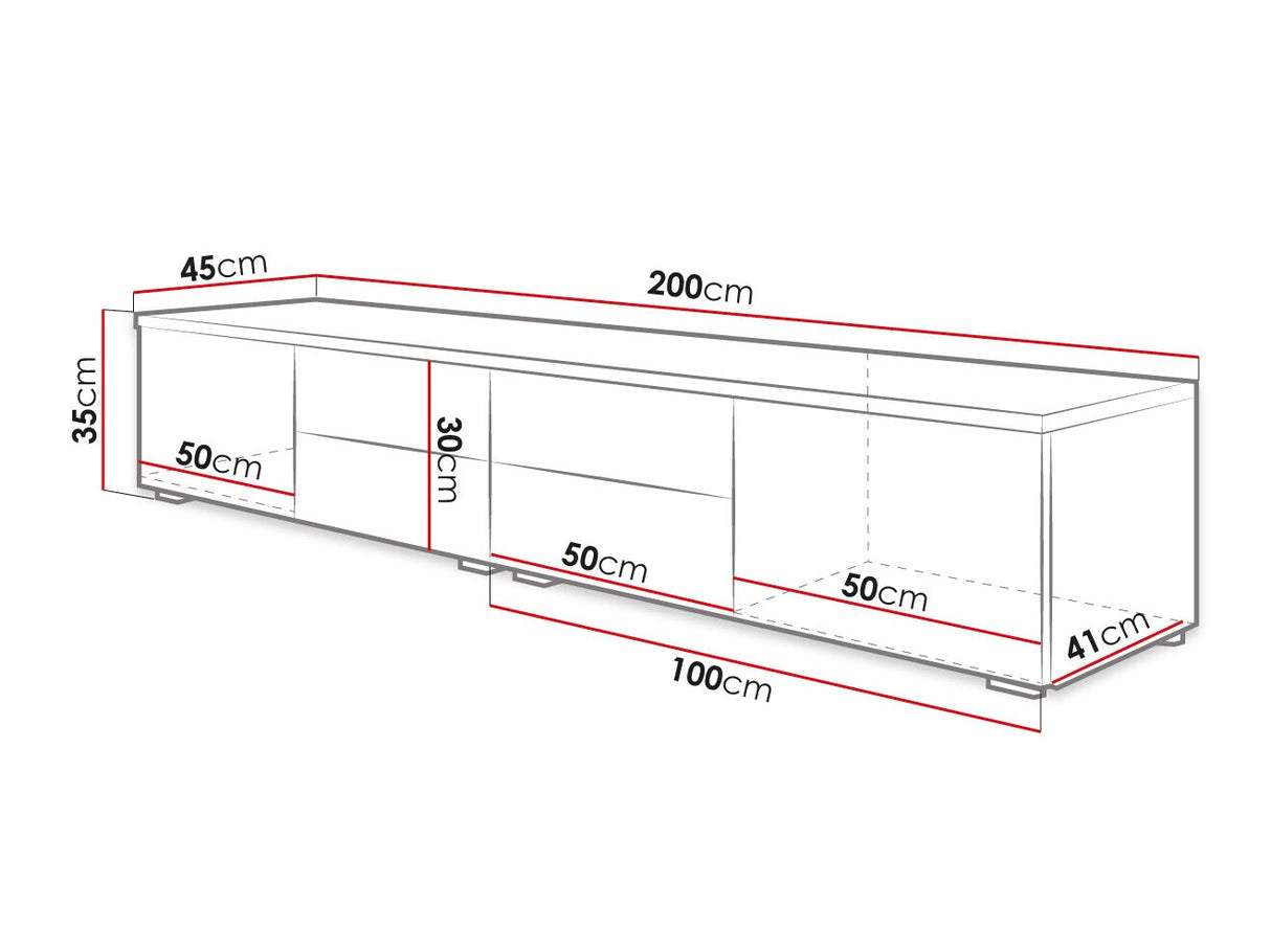 TV-állvány XI DOUBLE (Cleo), Szín: Fehér + Fényes fehér