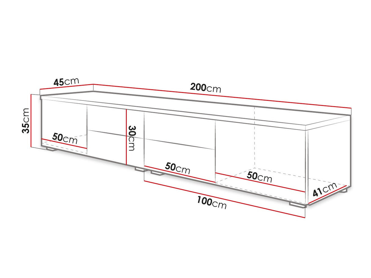 TV-állvány XI DOUBLE (Cleo), Szín: Fehér + Fényes fekete