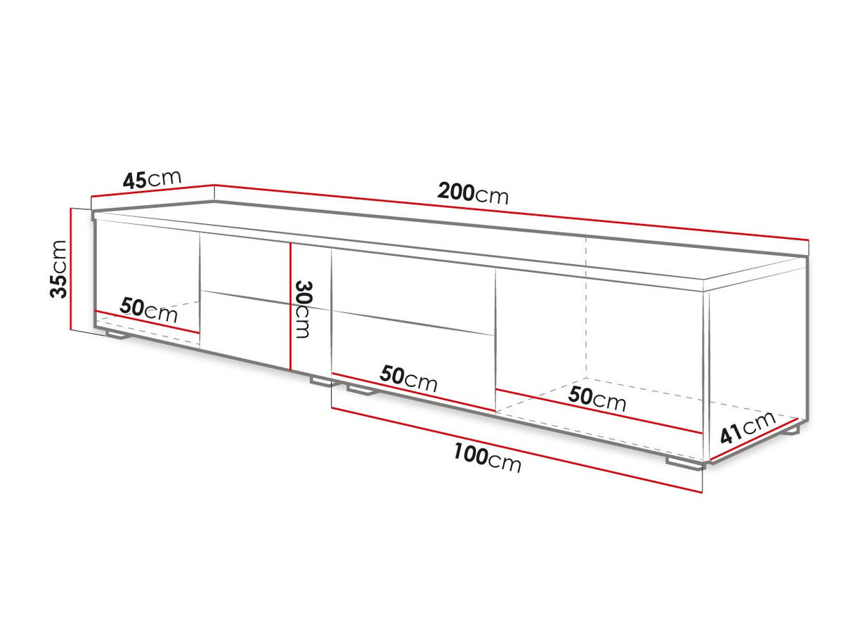 TV-állvány XI DOUBLE (Cleo), Szín: Fehér + Fényes szürke