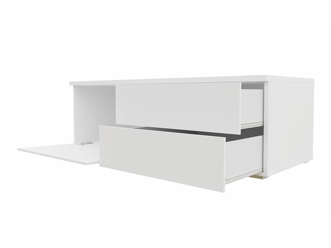 TV-állvány XI DOUBLE (Cleo), Szín: Fehér + Fényes fekete