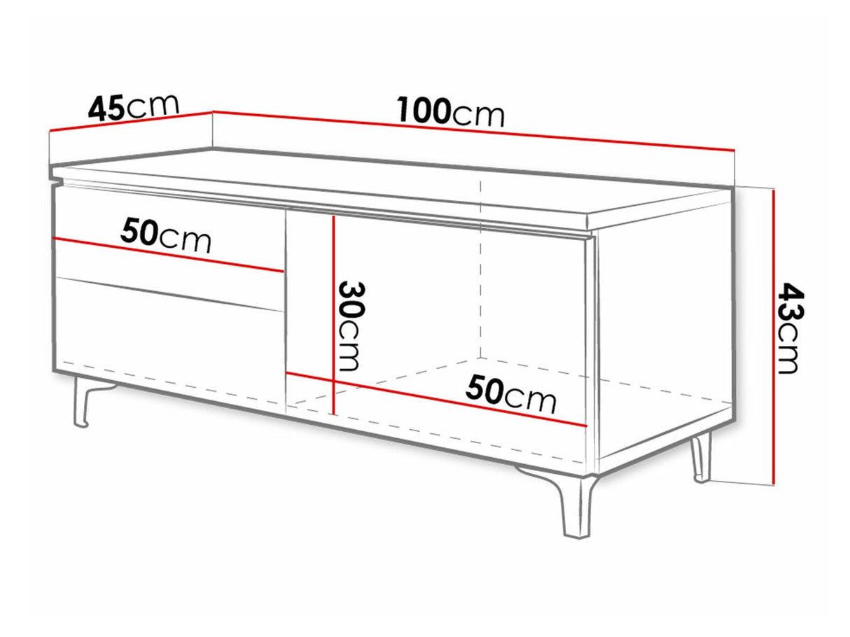 TV-állvány Szafka RTv XI, Szín: Fehér + Fényes fehér, Változatok: Jobbos