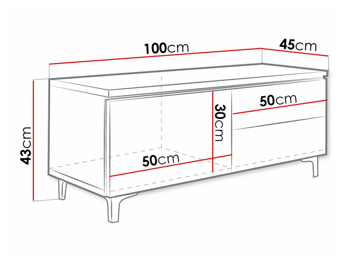 TV-állvány Szafka RTv XI, Szín: Fehér + Fényes fehér, Változatok: Balos