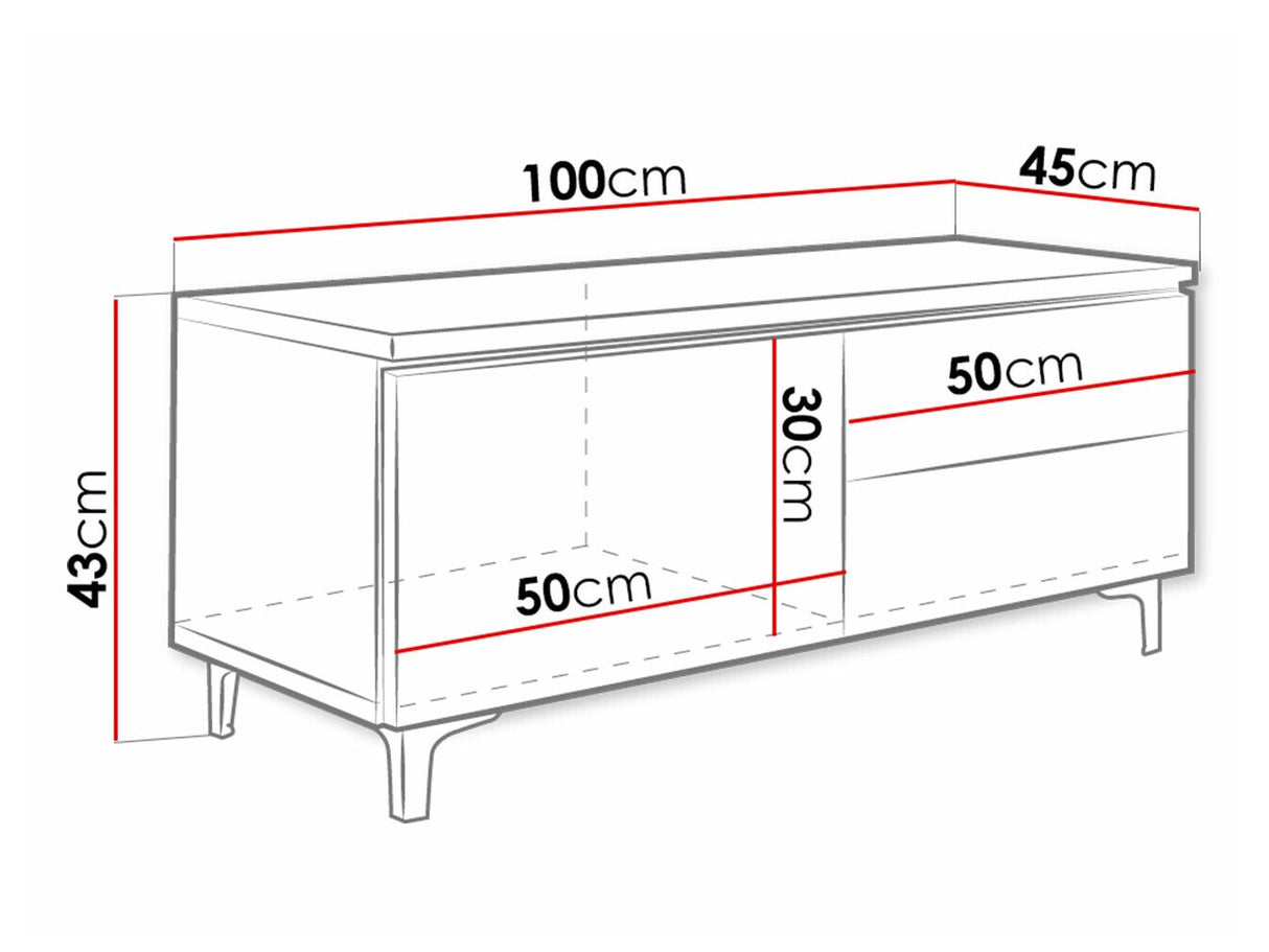 TV-állvány Szafka RTv XI, Szín: Fehér + Fényes fekete, Változatok: Balos