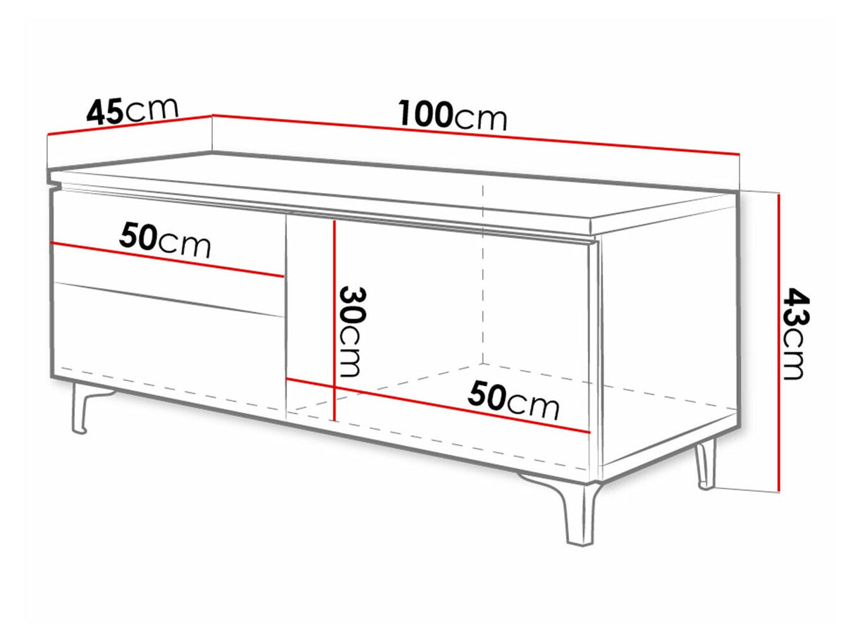 TV-állvány Szafka RTv XI, Szín: Fehér + Fényes szürke, Változatok: Jobbos