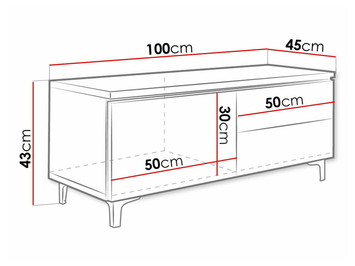 TV-állvány Szafka RTv XI, Szín: Fehér + Fényes szürke, Változatok: Balos
