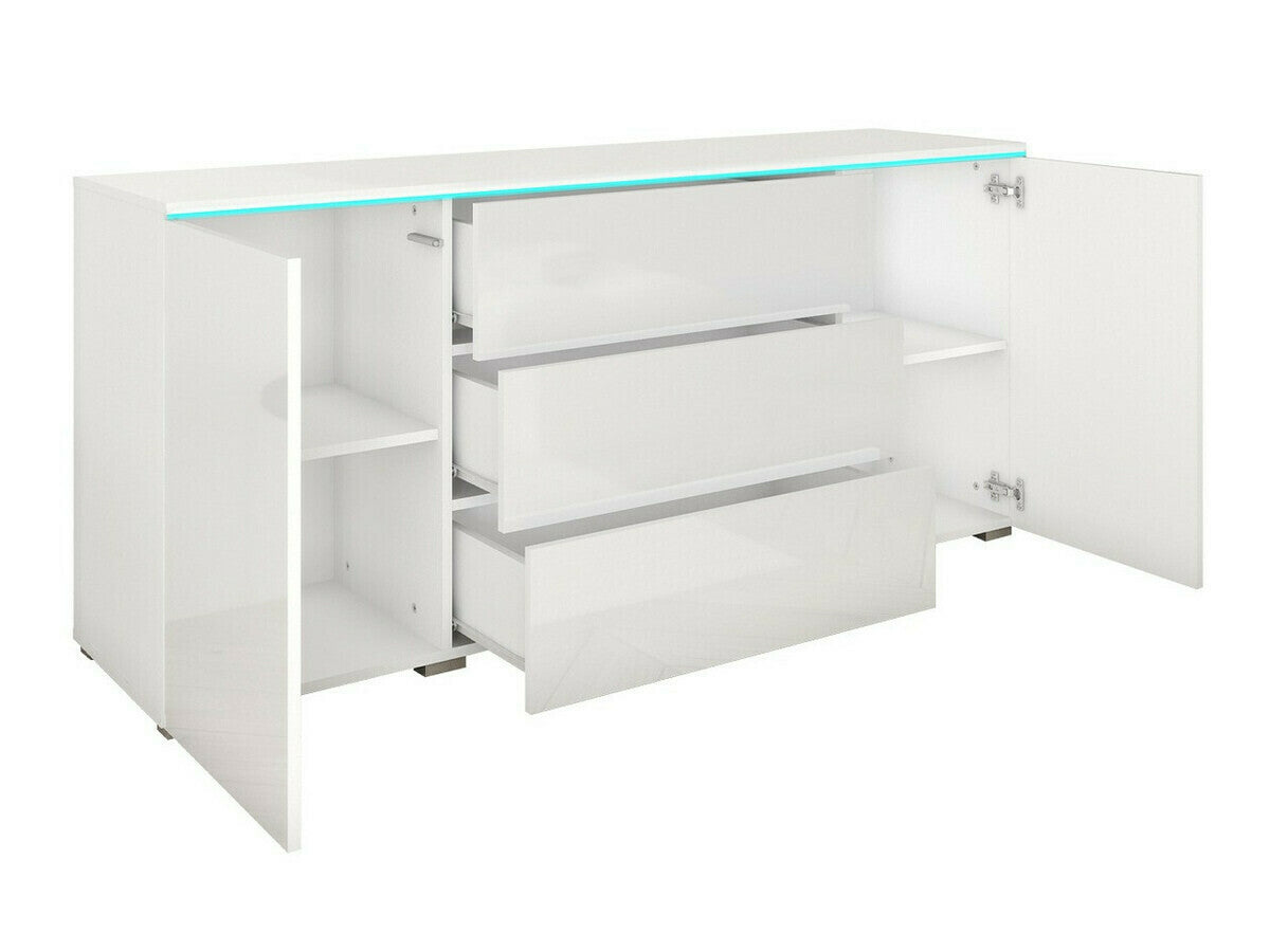 Komód VERA 150, Szín: Wotan tölgy + Fényes fekete, Led világítás: Igen RGB