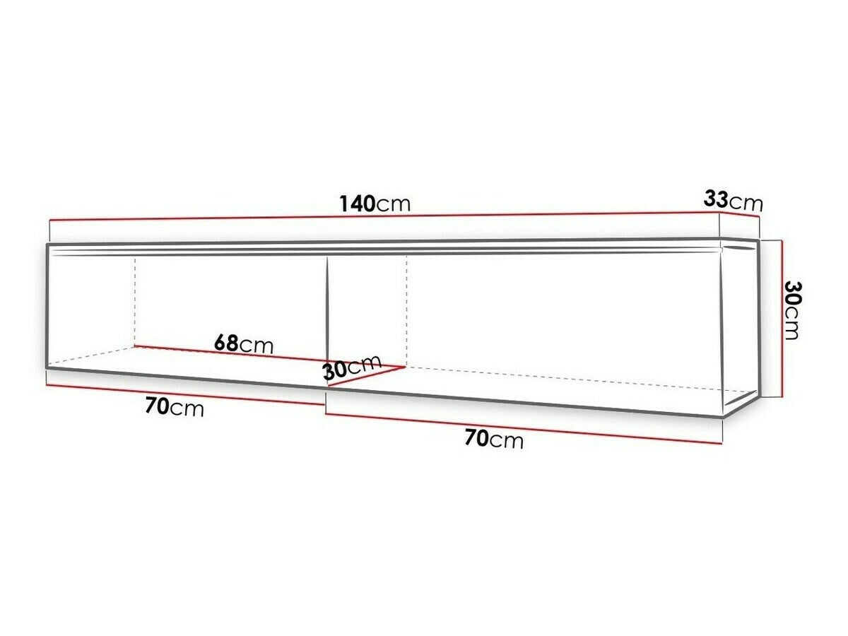 TV-állvány Lowboard D140 (Dlone 140), Led világítás: Igen, Szín: Wotan tölgy