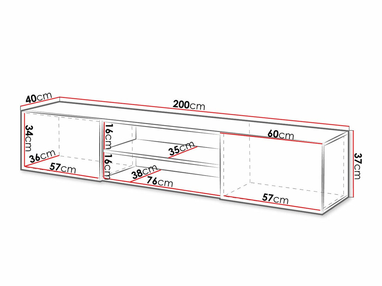 TV-állvány SLIDE 200 K, Szín: Fekete + Fényes fekete