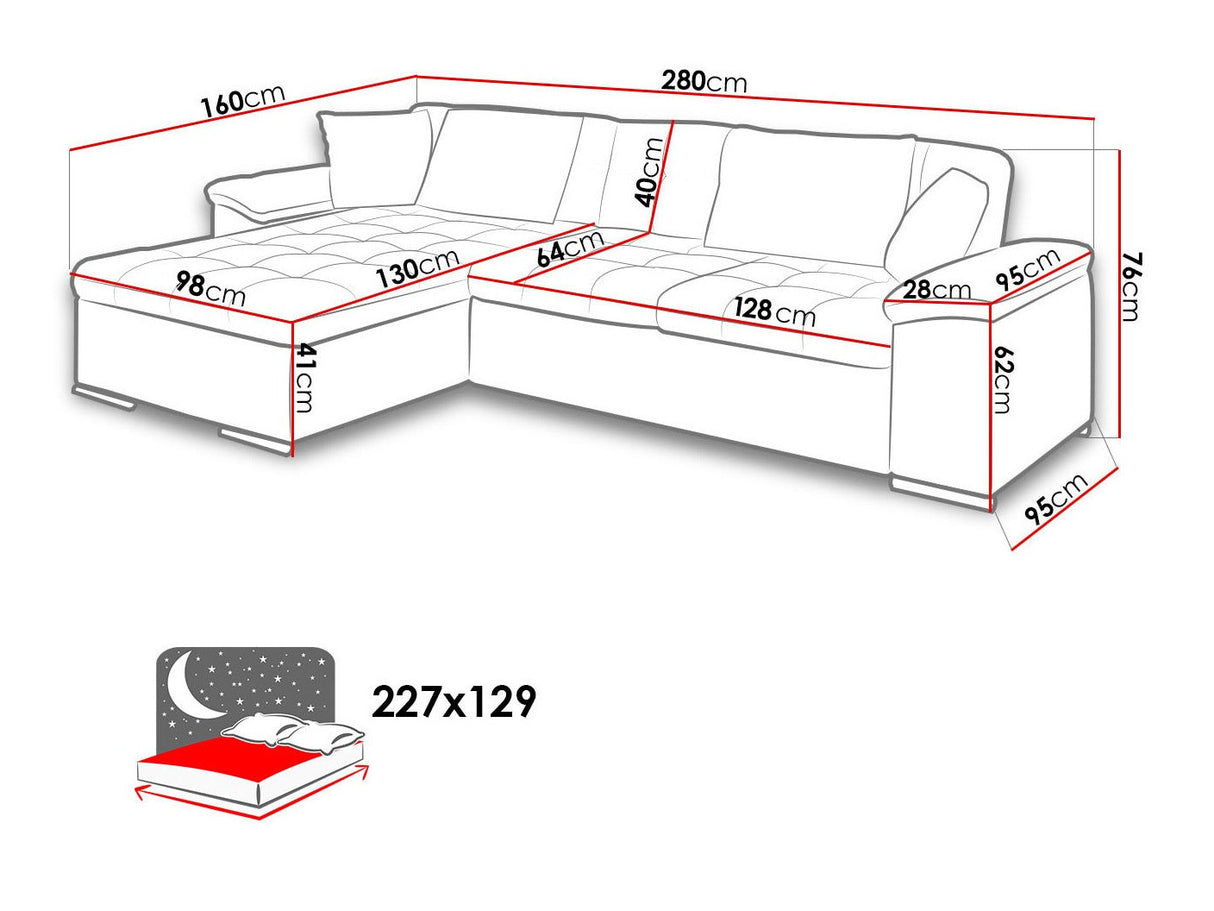 Sarokkanapé Diana (Dinem) Toptextil, Szín: Otusso 14 + Sorriso 04, Változatok: Balos