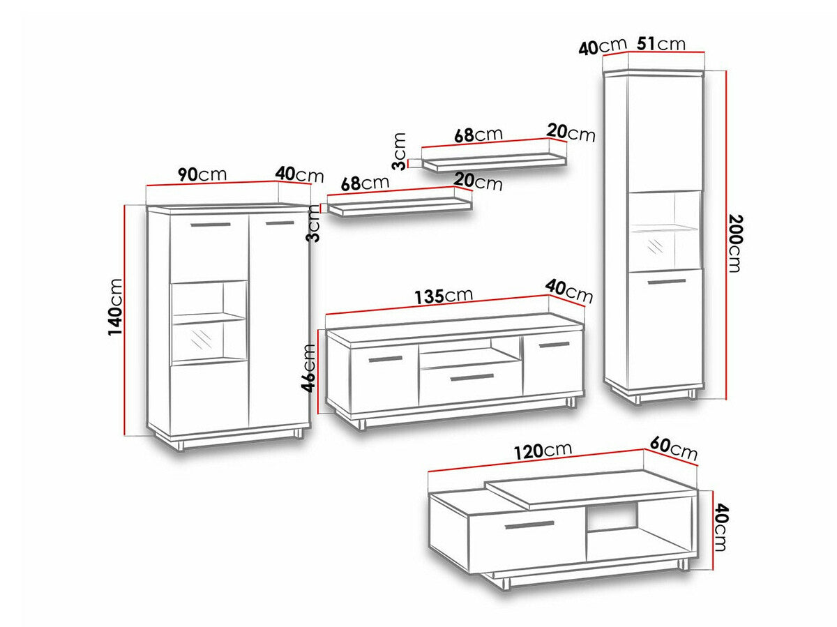 Nappali szett INES V, Led világítás: Igen