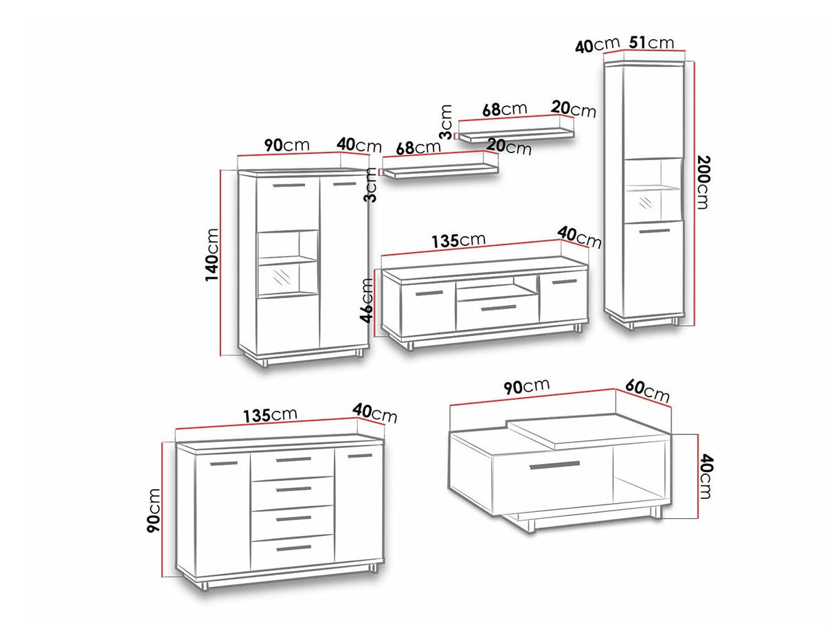 Nappali szett INES VII, Led világítás: Igen