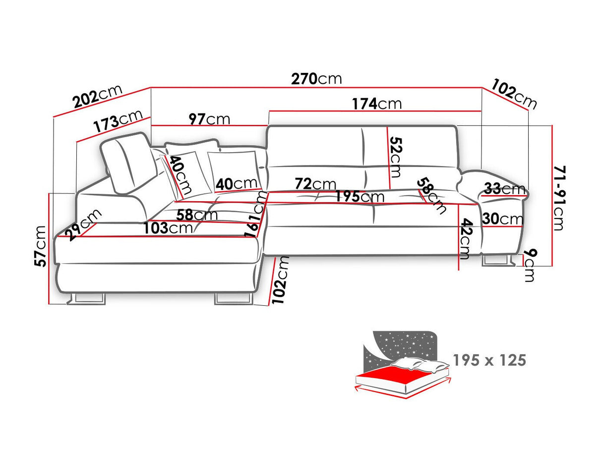 Sarokkanapé Kiságyere (Alvin), Szín: Soft 017 + Lux 06, Változatok: Balos
