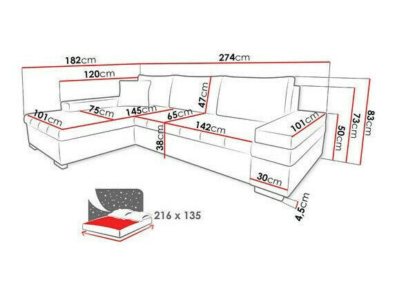 Sarokkanapé BANGKOK MINI, Szín: Otusso 14 + Sorriso 04