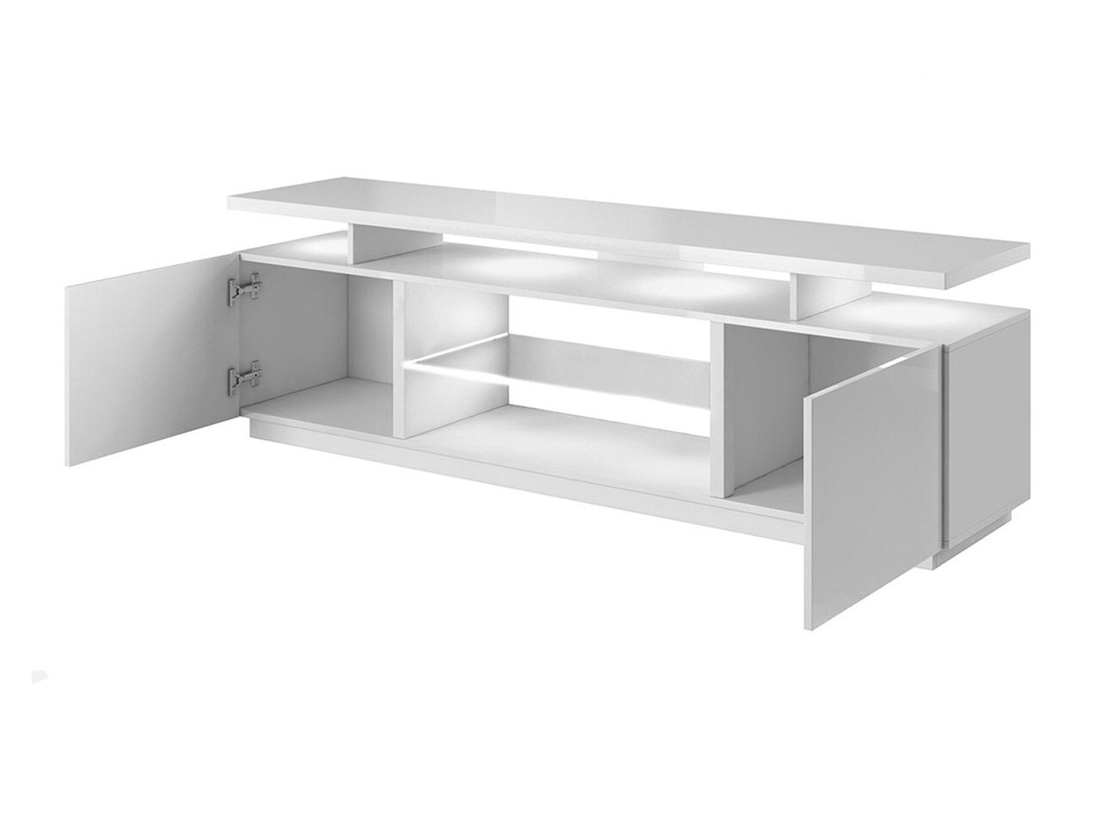 TV-állvány EVA, Szín: Szürke + Fényes szürke, Led világítás: Igen