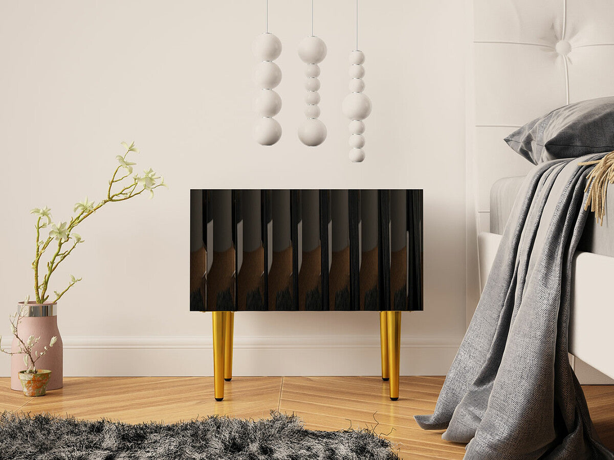 Éjjeliszekrény ARCOS 50, Szín: Fényes fekete + Fekete