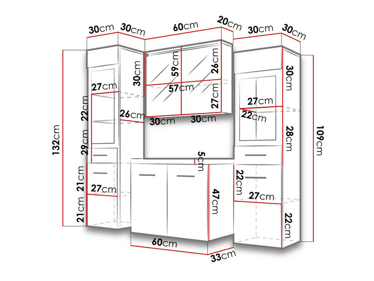 Fürdőszoba garnitúra Madrit II, Szín: Fényes szürke + Gesztenye, Led világítás: Igen fehér