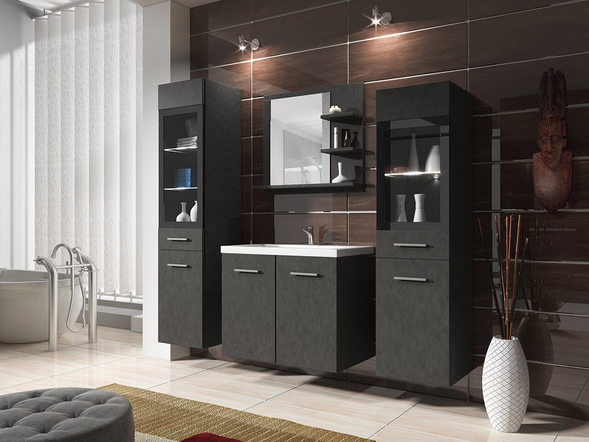Fürdőszoba garnitúra MADRIT I, Szín: Matera szürke, Led világítás: Igen fehér