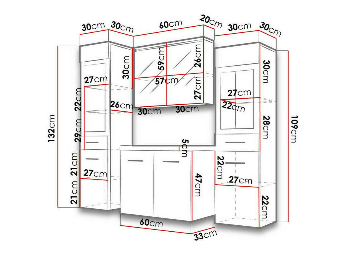 Fürdőszoba garnitúra Madrit II, Szín: Fényes fehér + Matera szürke, Led világítás: Igen fehér