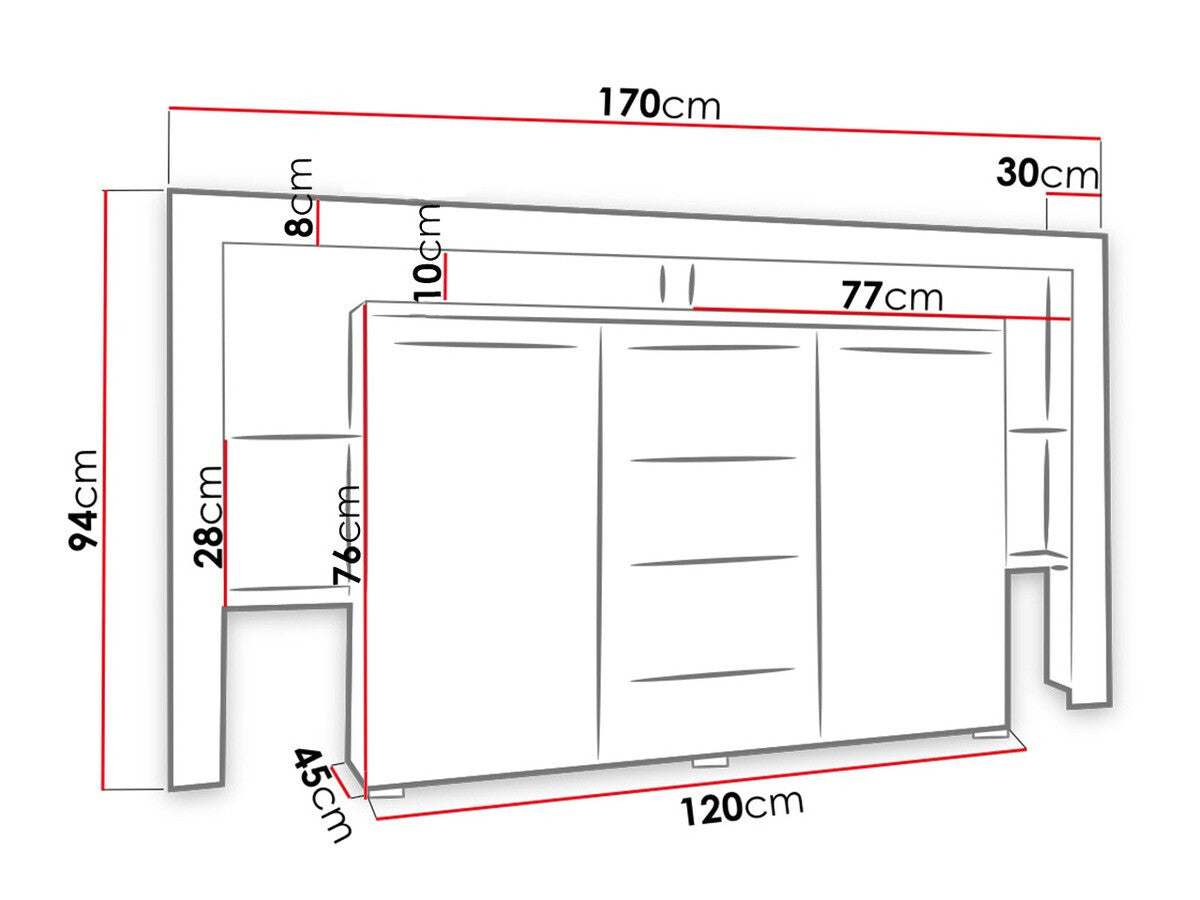 Komód RIVA II Plus (Ravido II Plus), Szín: Fehér + Fényes fekete