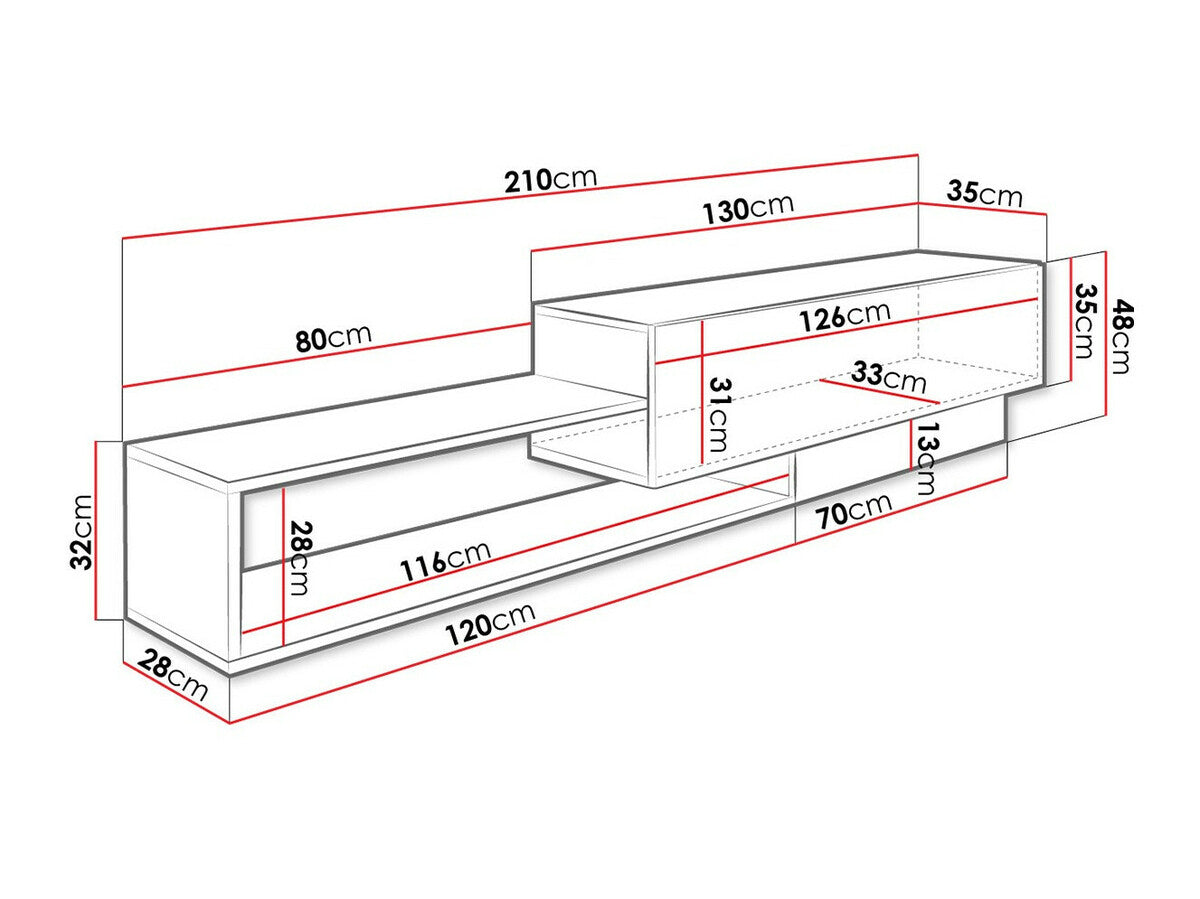 TV-állvány Szafka RTv SONIRO (Curryom) (Fehér + Wotan tölgy)