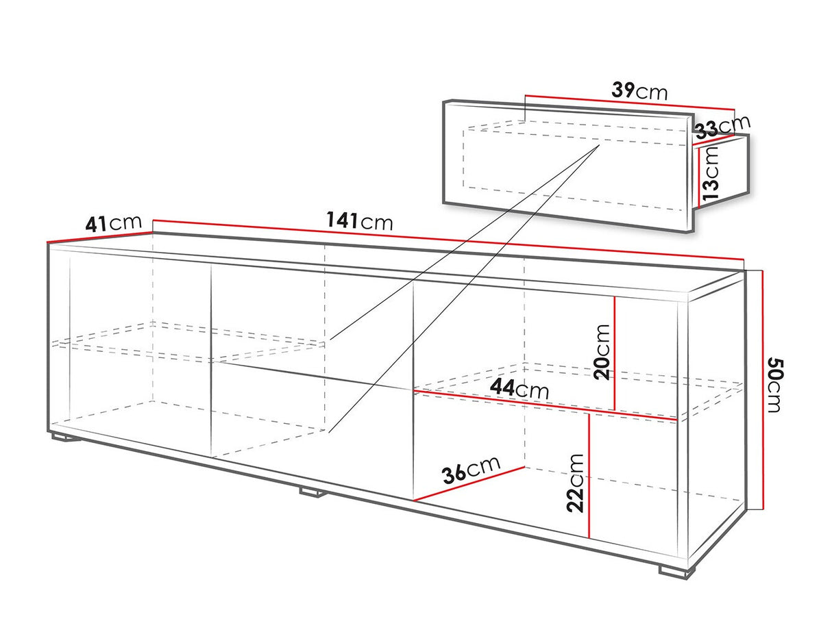 TV-állvány RTv GESITA 2D2SZ Biały (Fehér)