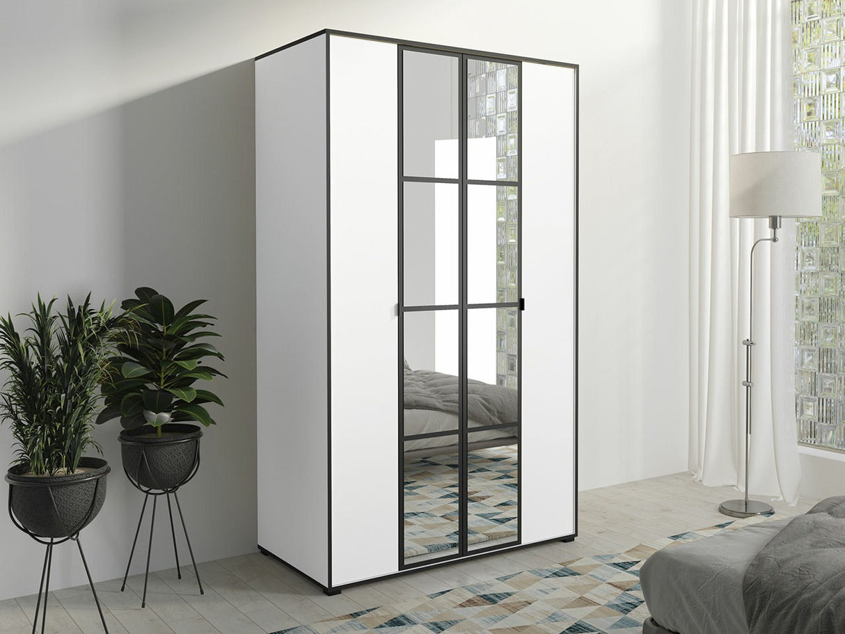 Gardróbszekrény Oslo I (Birelto I), Szín: Fehér + Fekete, Szekrény szélessége: 1200 mm