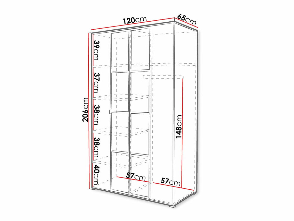 Gardróbszekrény Oslo I (Birelto I), Szín: Fehér + Fekete, Szekrény szélessége: 1200 mm
