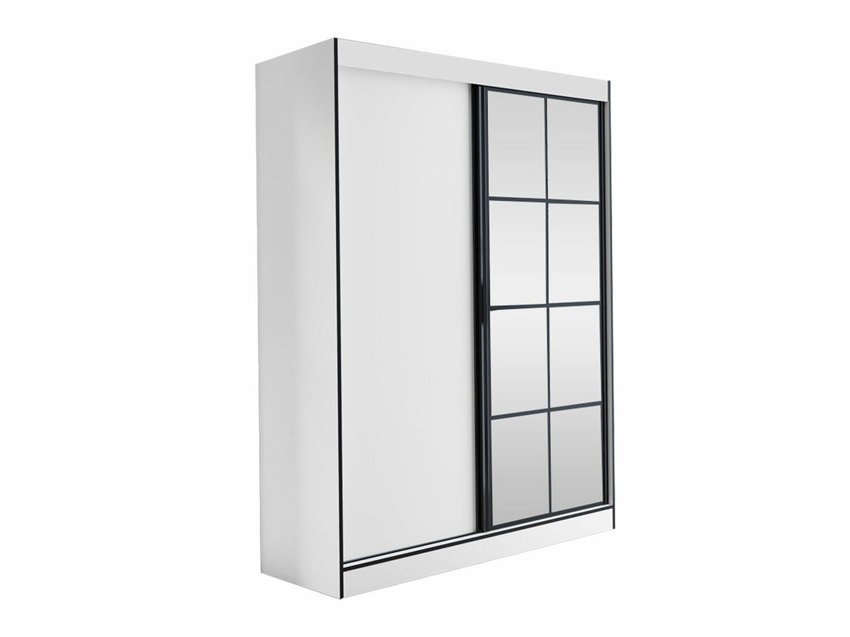Gardróbszekrény Oslo II (Birelto II), Szín: Fehér + Fekete, Szekrény szélessége: 1500 mm