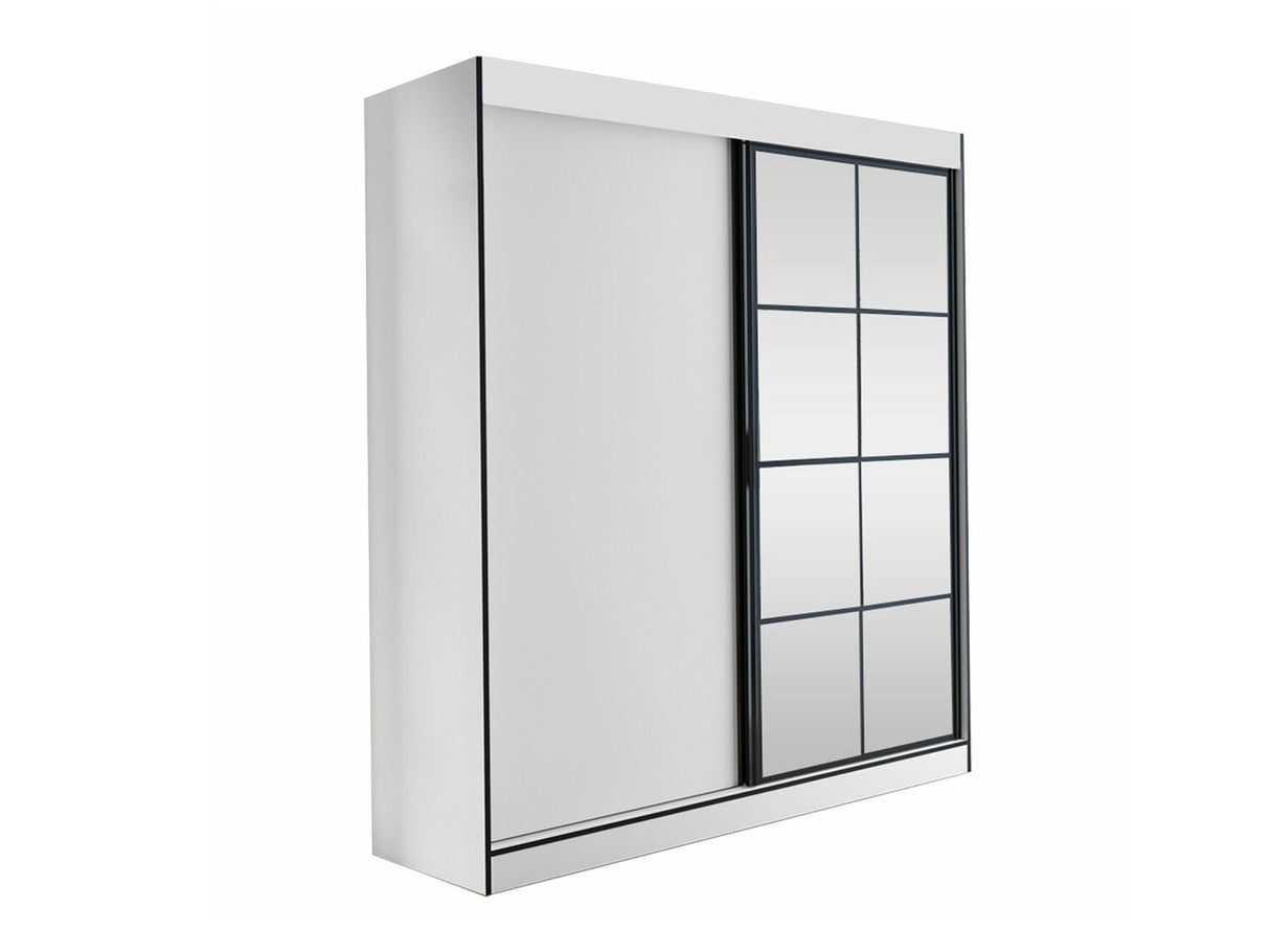 Gardróbszekrény Oslo II (Birelto II), Szín: Fehér + Fekete, Szekrény szélessége: 1800 mm