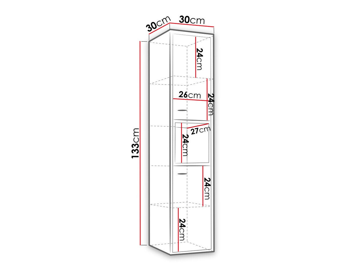 Fali fürdőszoba szekrény OLIER OL Słupek (Fehér + Artisan tölgy)
