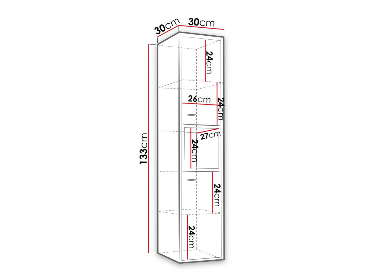 Fali fürdőszoba szekrény OLIER OL Słupek (Fekete + Artisan tölgy)