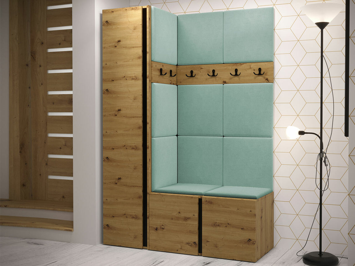 Előszoba garnitúra Zestaw ORION IX (Tavasz IX), Keret színe: Artisan tölgy, Puha falpanel színe: Manila 11