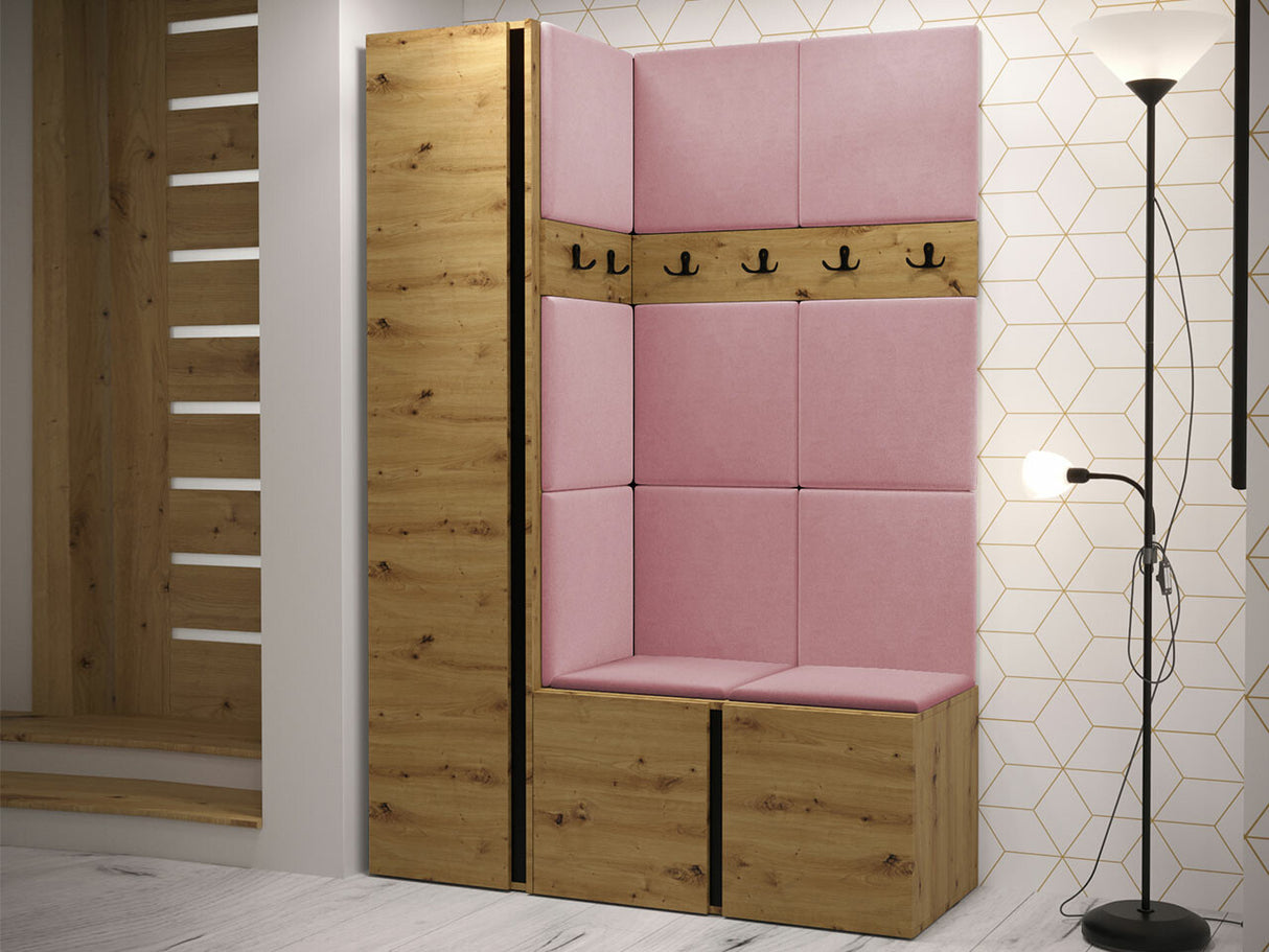 Előszoba garnitúra Zestaw ORION IX (Tavasz IX), Keret színe: Artisan tölgy, Puha falpanel színe: Manila 09