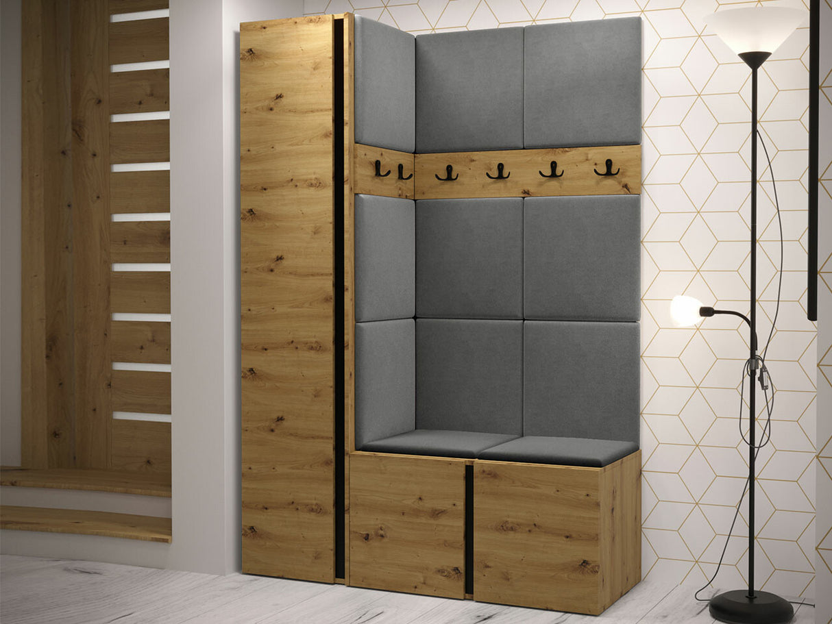 Előszoba garnitúra Zestaw ORION IX (Tavasz IX), Keret színe: Artisan tölgy, Puha falpanel színe: Manila 16