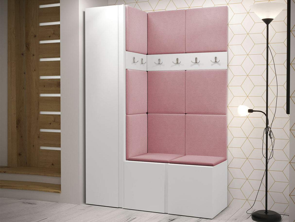 Előszoba garnitúra Zestaw ORION IX (Tavasz IX), Keret színe: Fehér, Puha falpanel színe: Manila 09