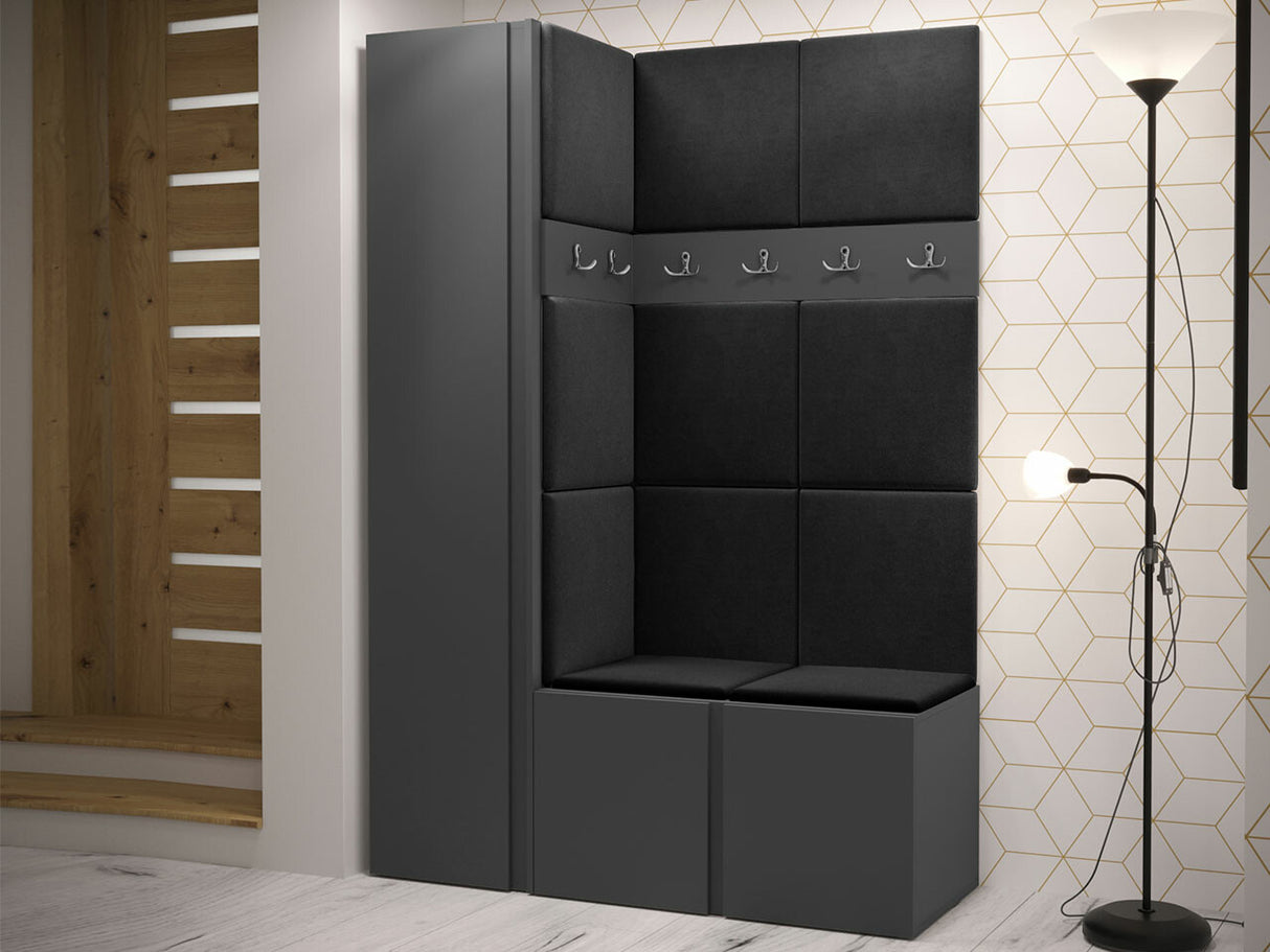 Előszoba garnitúra Zestaw ORION IX (Tavasz IX), Keret színe: Grafit, Puha falpanel színe: Manila 18