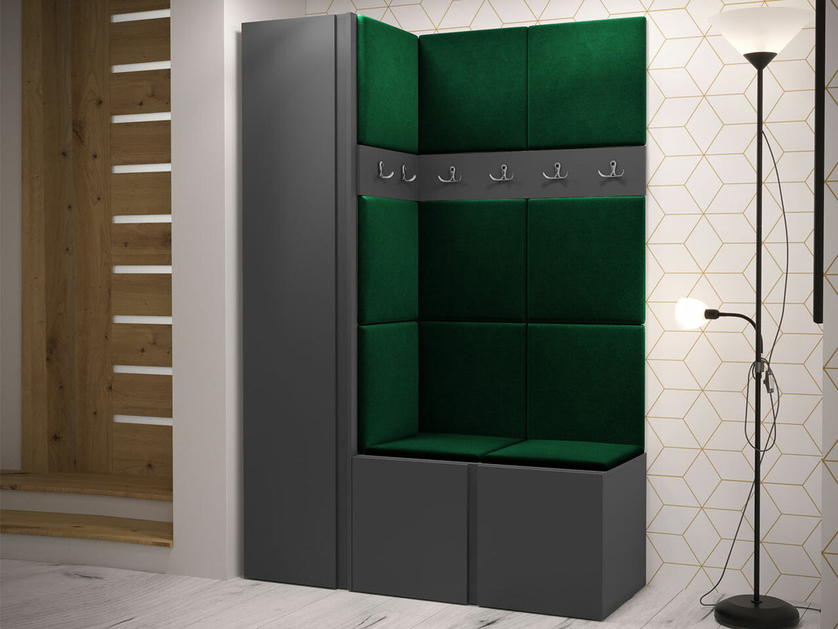 Előszoba garnitúra Zestaw ORION IX (Tavasz IX), Keret színe: Grafit, Puha falpanel színe: Manila 35