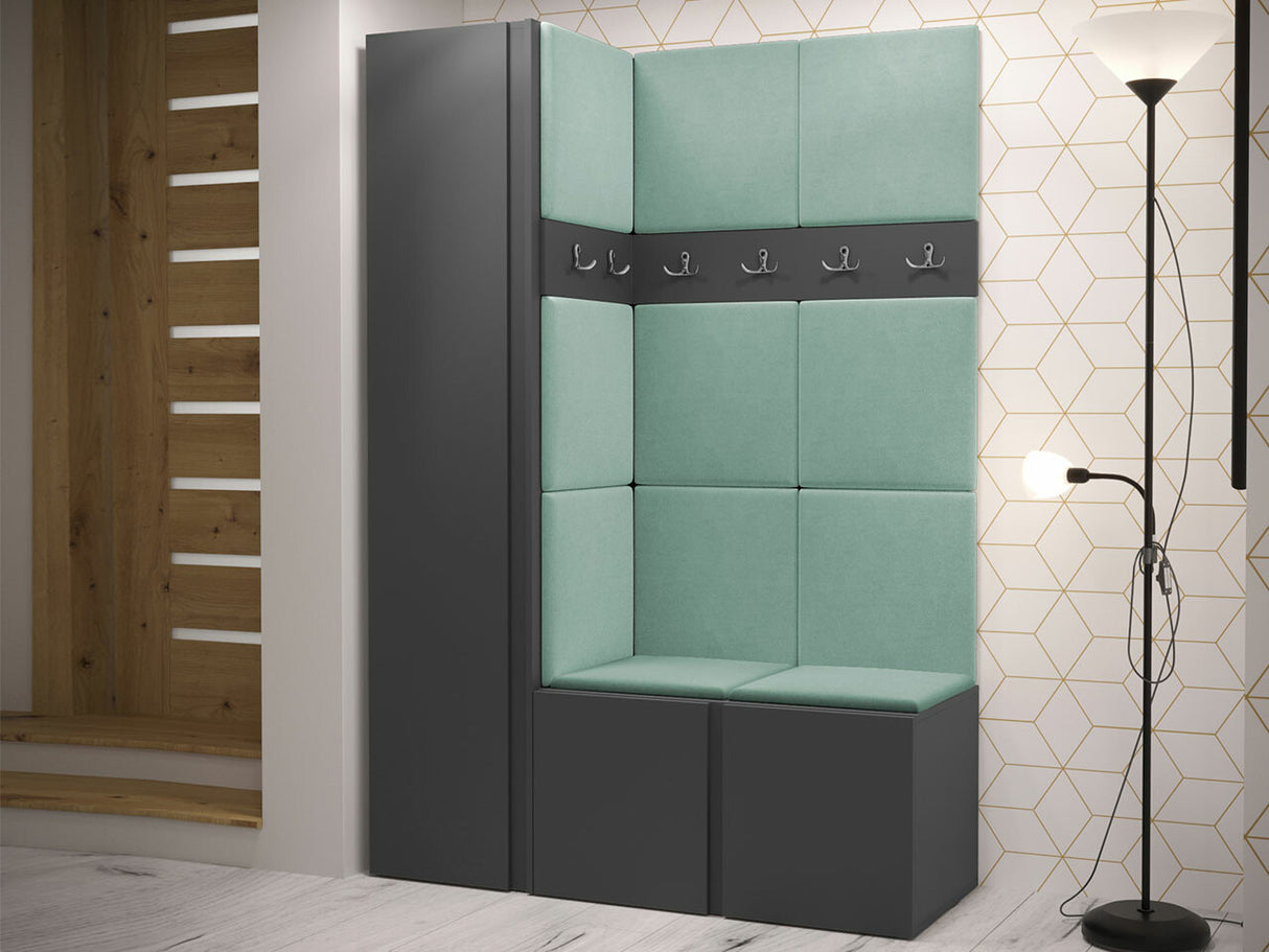 Előszoba garnitúra Zestaw ORION IX (Tavasz IX), Keret színe: Grafit, Puha falpanel színe: Manila 11