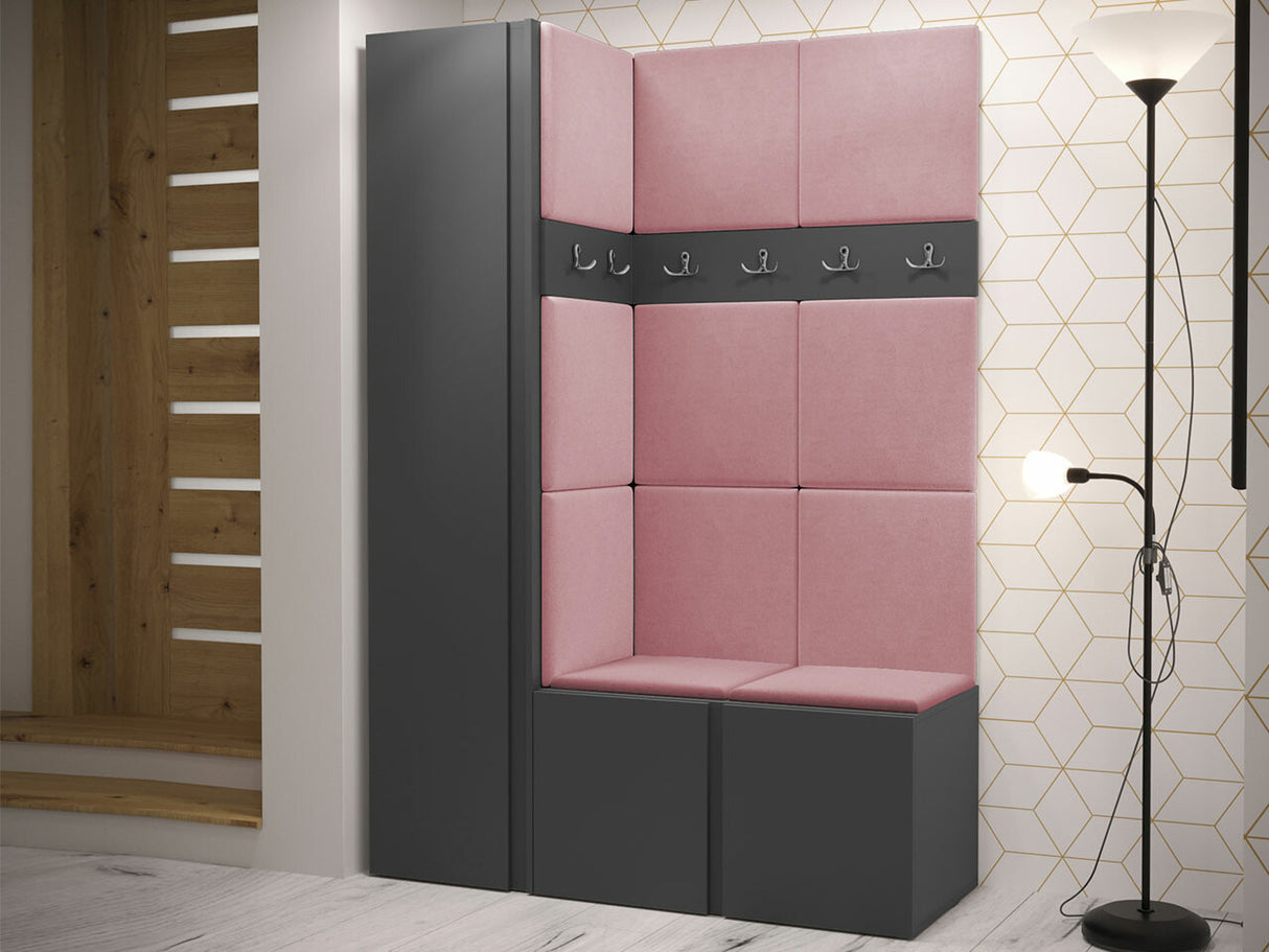 Előszoba garnitúra Zestaw ORION IX (Tavasz IX), Keret színe: Grafit, Puha falpanel színe: Manila 09