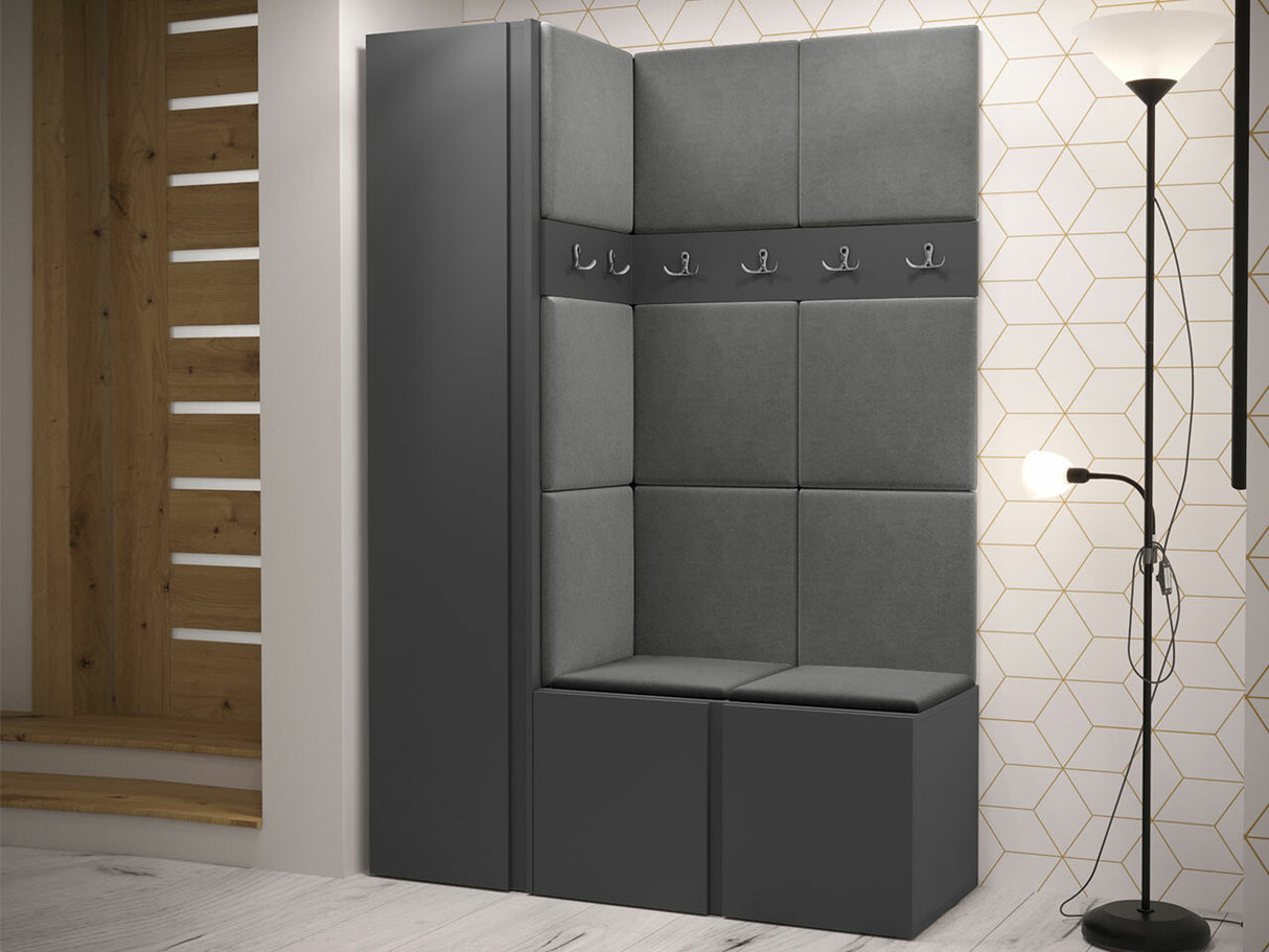 Előszoba garnitúra Zestaw ORION IX (Tavasz IX), Keret színe: Grafit, Puha falpanel színe: Manila 16