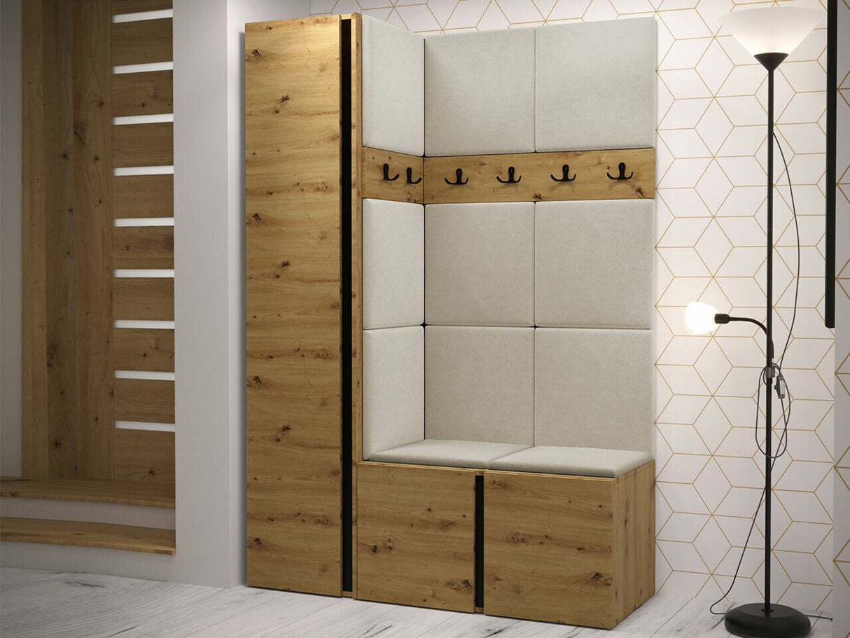 Előszoba garnitúra Zestaw ORION IX (Tavasz IX), Keret színe: Artisan tölgy, Puha falpanel színe: Manila 02