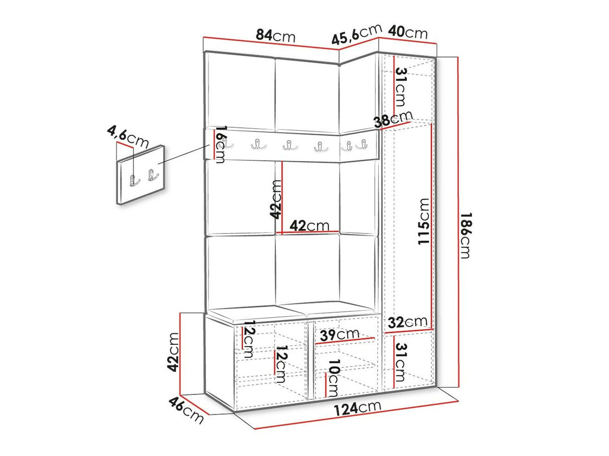 Előszoba garnitúra Zestaw ORION IX (Tavasz IX), Keret színe: Artisan tölgy, Puha falpanel színe: Manila 02