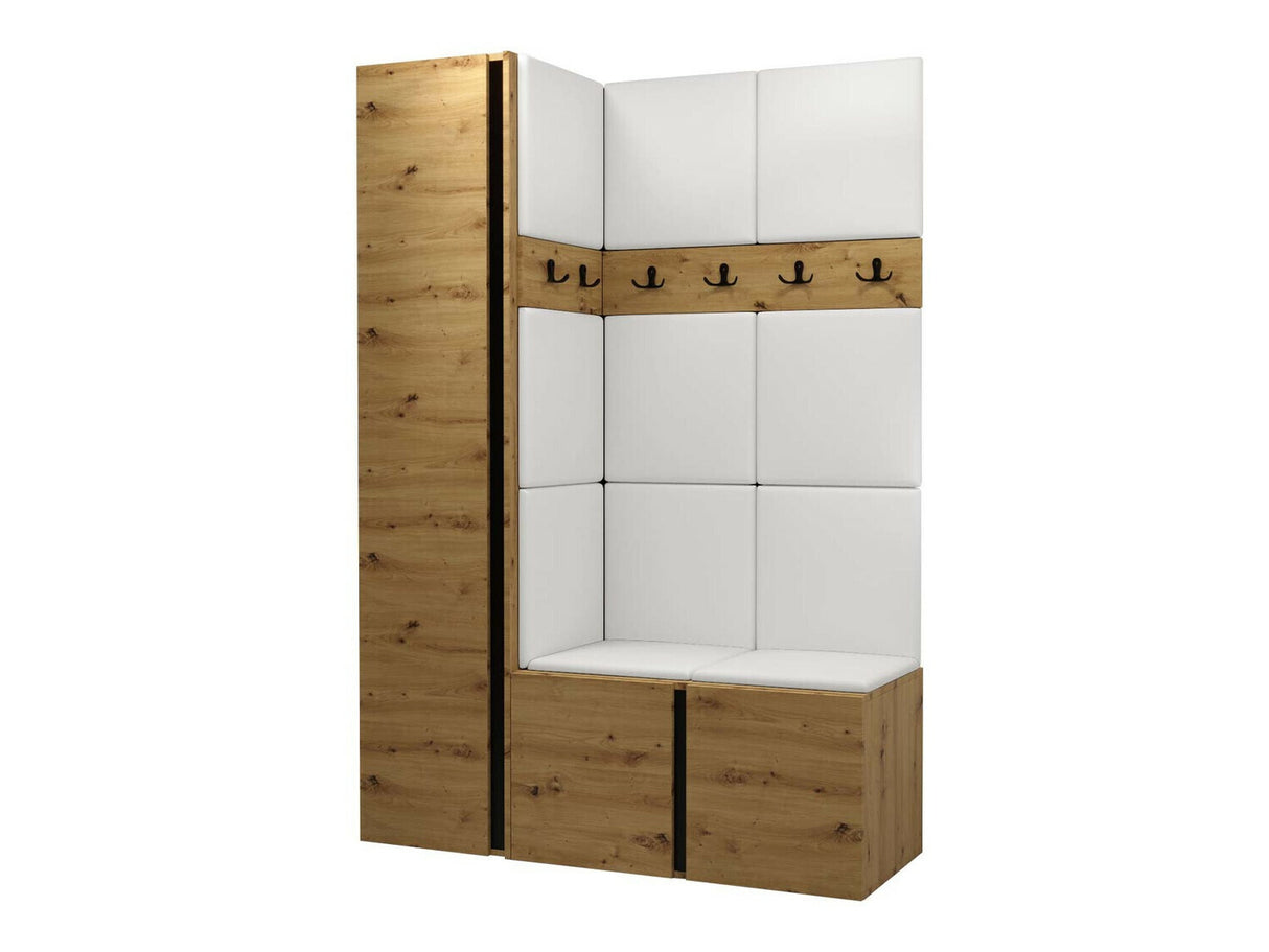 Előszoba garnitúra Zestaw ORION IX (Tavasz IX), Keret színe: Artisan tölgy, Puha falpanel színe: Öko bőr Soft 017