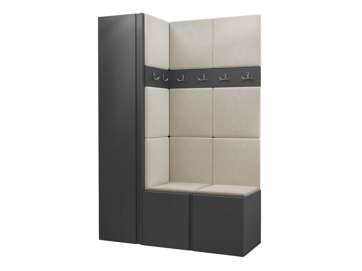 Előszoba garnitúra Zestaw ORION IX (Tavasz IX), Keret színe: Grafit, Puha falpanel színe: Manila 02