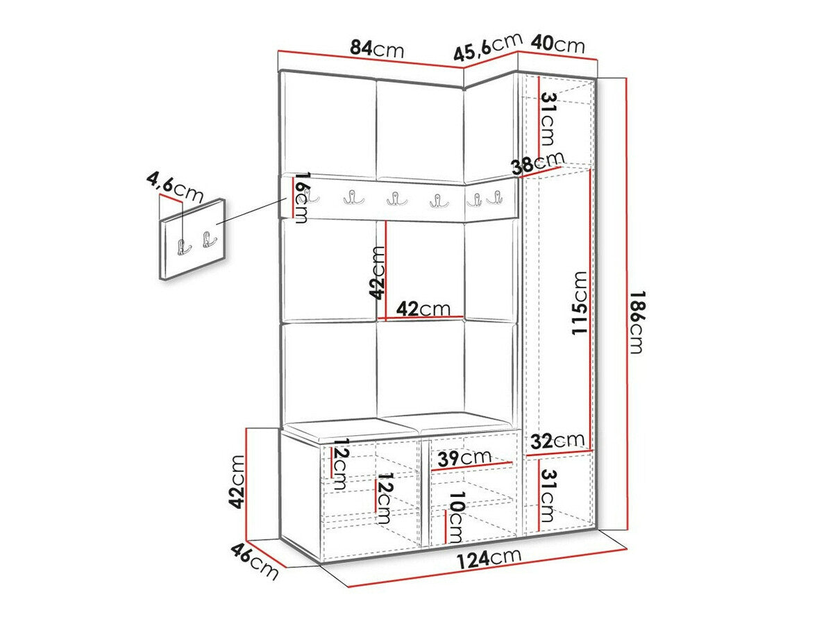 Előszoba garnitúra Zestaw ORION IX (Tavasz IX), Keret színe: Grafit, Puha falpanel színe: Manila 16